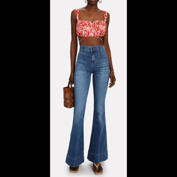 Veronica Beard Sheridan Exaggerated Flare High Rise Jeans, 27, Keystone Wash - Picture 2 of 6